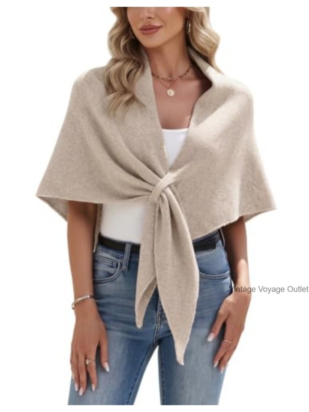 Knit Triangle Shawl Wrap Poncho Cardigan Women's Pashmina Cape Scarf
